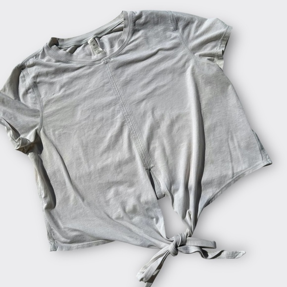 LULULEMON ATHLETICA Time To Restore Short Sleeve Tie Top Off White (Vapor) 6 M - Picture 5 of 7